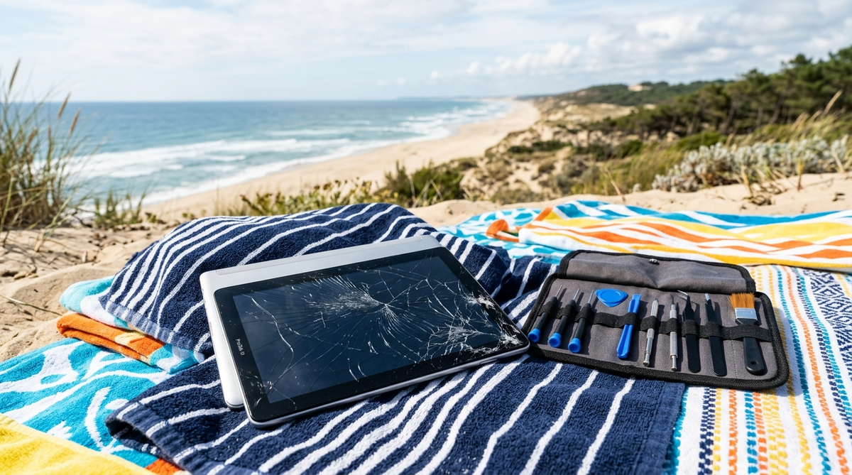 Illustration — Tablette cassée pendant les vacances dans le Médoc : réparation rapide Alloitech